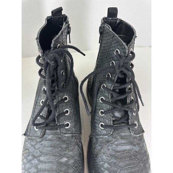 T.U.K. Reptile Pattern Combat Boot Y2k 90's Grunge Punk Gray US Women's Size 10 - Picture 14 of 16